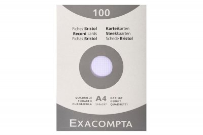 EXACOMPTA 100 fiches Bristol -  - format A4 - 5x5 - Blanc