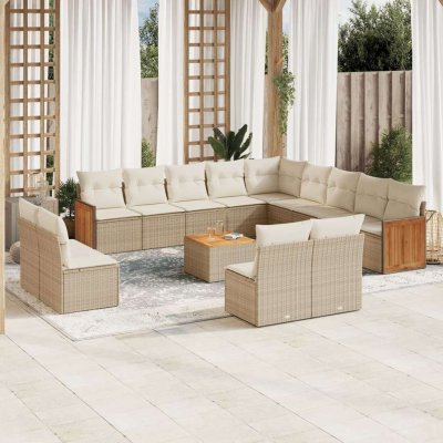 VIDAXL 14 pieces resine tressee salon de jardin modulable beige 62 x 62 x 69 