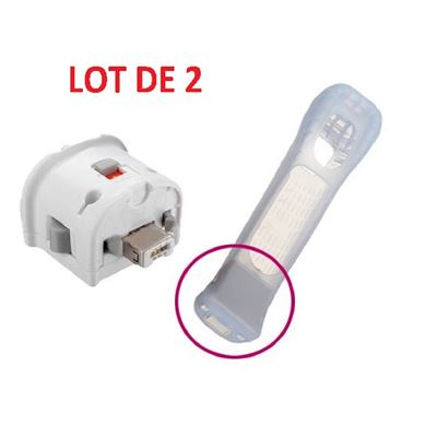 GENERIQUE 2 X Wii Motion Plus Pour Manette Wiimote Nintendo Wii + Housse Silicone - Blanc