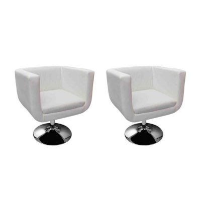 VIDAXL 2x Chaises de Bar Similicuir Blanc  - White