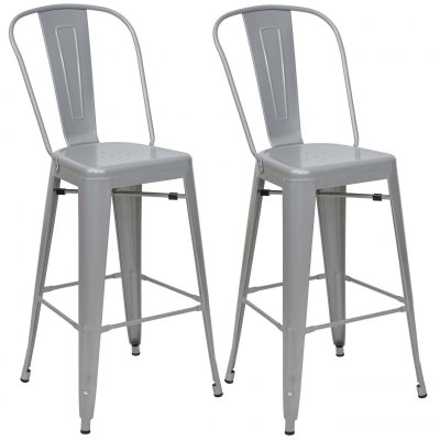 2x tabouret de bar HWC-A73 m&eacute;tal design industriel gris 