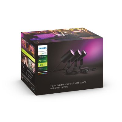 PHILIPS HUE 3 spots ext&eacute;rieur Lily  8W IP65 590lm noir