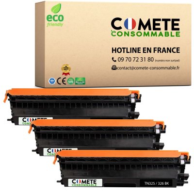 COMETE CONSOMMABLE 3 Toners compatibles BROTHER TN325/326 Noir 3BK