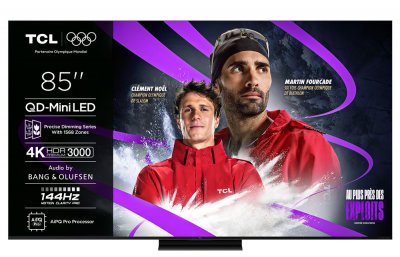 TCL 4K QD-Mini Pro 144Hz 85C79K 216 cm avec GOOGLE et syst&egrave;me sonore Bang & Olufsen