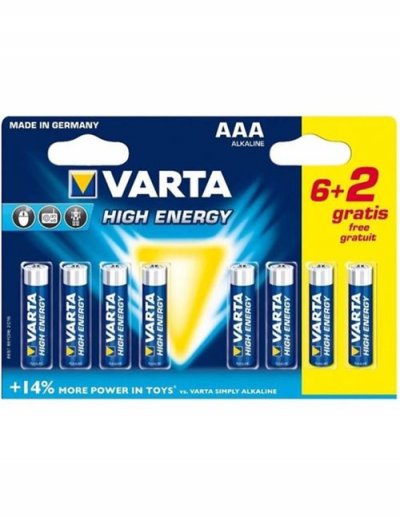 VARTA 6 piles High energy LR03 + 2 gratuites
