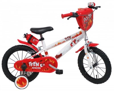  A.T.L.A.S. Teen Monster V&eacute;lo Enfant gar&ccedil;on 14', Blanc et Rouge, 14