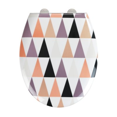 WENKO Abattant wc design Pyramide - Abaissement automatique - Duroplast - 37 x 44 - Blanc