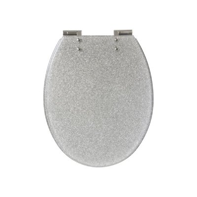 GELCO Abattant WC 'Glitter' paillet&eacute; Design - Argent - 35.5 x 46.5 x 5.5