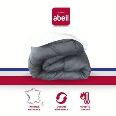 ABEIL  Couette Bicolore - 220 x 240 cm - Blanc et gris