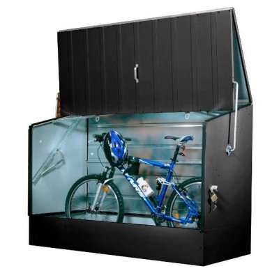 TRIMETALS Abri &agrave; v&eacute;lo m&eacute;tal Bicycle store gris, l.196 x H.133 x P.89 cm