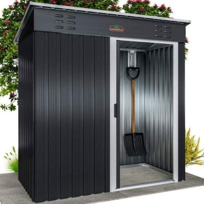 GARDEBRUK Abri de jardin anthracite en m&eacute;tal 181x162x86cm