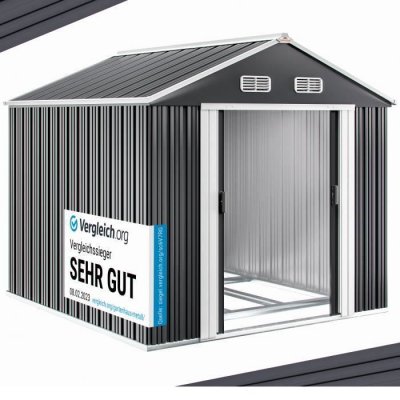 GARDEBRUK Abri de jardin anthracite en m&eacute;tal 312x257x177,5cm