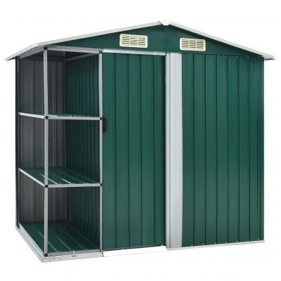 VIDAXL Abri de jardin avec &eacute;tag&egrave;re Vert 205x130x183 cm Fer
