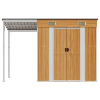 HELLOSHOP26 Abri de jardin avec toit prolong&eacute; 277x110,5 cm - Marron