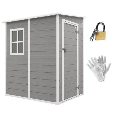OUTSUNNY Abri de jardin cabanon 1,54 m&sup2; - porte verrouillable, fen&ecirc;tre, a&eacute;ration - alu. Pp gris 
