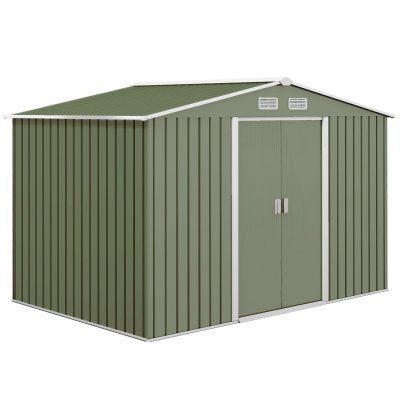 OUTSUNNY Abri de jardin cabanon rangement outils m&eacute;tal vert clair