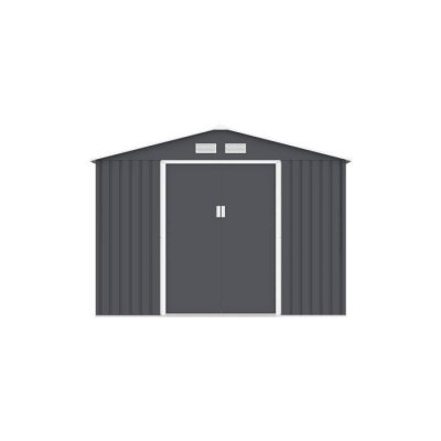 ARCHER Abri de jardin en acier 8,48 m&sup2; - Kit d'ancrage inclus - Gris anthracite
