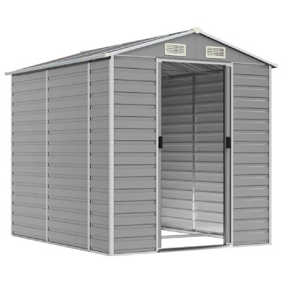 HELLOSHOP26 Abri de jardin en acier galvanis&eacute; - 191 x 215 x 198 cm - Gris clair