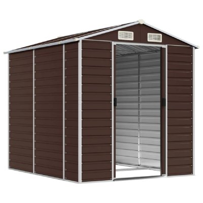 HELLOSHOP26 Abri de jardin en acier galvanis&eacute; - 191 x 215 x 198 cm - Marron