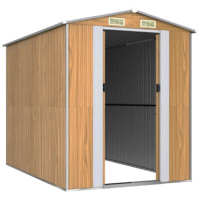 HELLOSHOP26 Abri de jardin en acier galvanis&eacute; - 192 x 274 x 223 cm - Marron clair