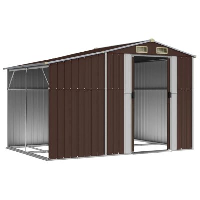 HELLOSHOP26 Abri de jardin en acier galvanis&eacute; - 277 x 192,5 x 179 cm - Marron
