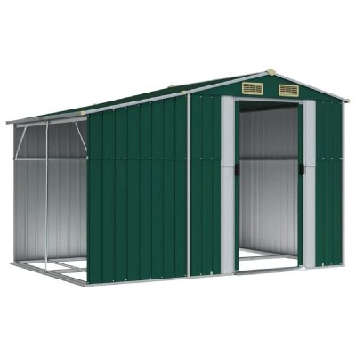 HELLOSHOP26 Abri de jardin en acier galvanis&eacute; - 277 x 192,5 x 179 cm - Vert