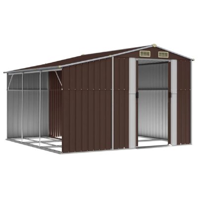 HELLOSHOP26 Abri de jardin en acier galvanis&eacute; - 277 x 279 x 179 cm - Marron