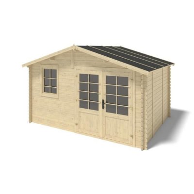 ALTANKA Abri de jardin en bois - 12m2 - 4x3m - ep. 28mm - couleur: naturel DOM710 