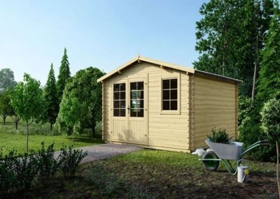 ALTANKA Abri de jardin en bois - 16m2 - 4x4m - Ep. 40mm - Couleur: naturel
