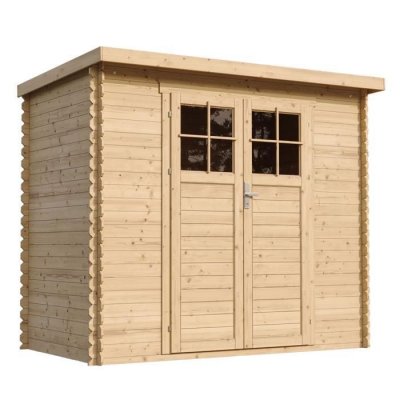 TIMBELA Abri de jardin en bois 2.63m&sup2;  - Ep. 19 mm - 239x142 cm - Plancher NON inclus - M310F