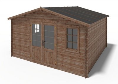 ALTANKA Abri de jardin en bois 25m2 5x5m Trait&eacute; Ep. 28mm Couleur: marron