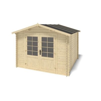 ALTANKA Abri de jardin en bois - 9m2 - 3x3m - ep. 28mm - couleur: naturel DOM664 