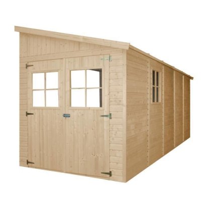 TIMBELA Abri de jardin en bois sans paroi lat&eacute;rale 10 m&sup2; - h243 x 513 x 216 cm -  M341 M341