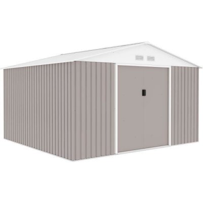 ARCHER Abri De Jardin En M&eacute;tal 10,2 M&sup2; - Kit D'ancrage Inclus - Taupe