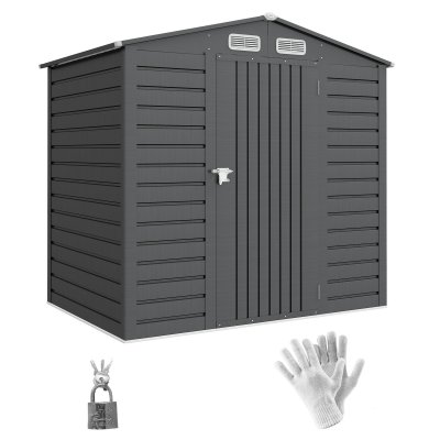 OUTSUNNY Abri de jardin en m&eacute;tal 2,27 m&sup2; toiture 2 pans acier galvanis&eacute; gris