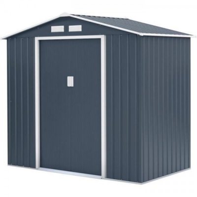 Abri de jardin en m&eacute;tal 2 71 m&sup2; 213 127 195 cm Kit d ancrage inclus Gris