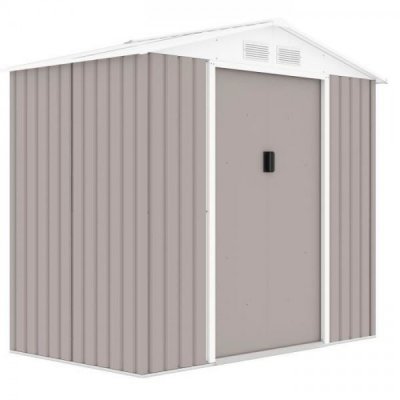  Abri de jardin en m&eacute;tal 2 71 m&sup2; 213 127 195 cm Kit d ancrage inclus Taupe Gris