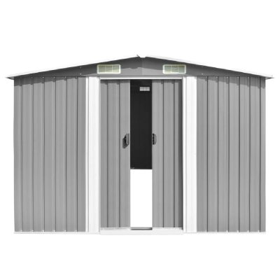 HELLOSHOP26 Abri de jardin en m&eacute;tal - 257 x 298 x 178 cm - Gris