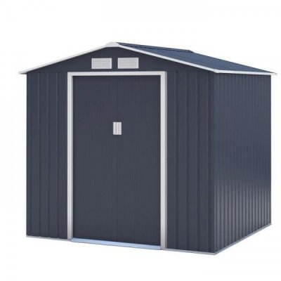  Abri de jardin en m&eacute;tal 4 07 m&sup2; 213 191 195 cm Kit d ancrage inclus Gris