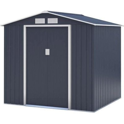 ARCHER Abri de jardin en m&eacute;tal 4,07m&sup2; - 2 portes coulissantes - Gris anthracite
