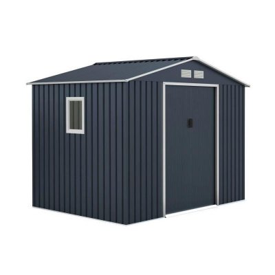 ARCHER Abri de jardin en m&eacute;tal 5,29 m&sup2; - Kit d'ancrage inclus - Gris anthracite
