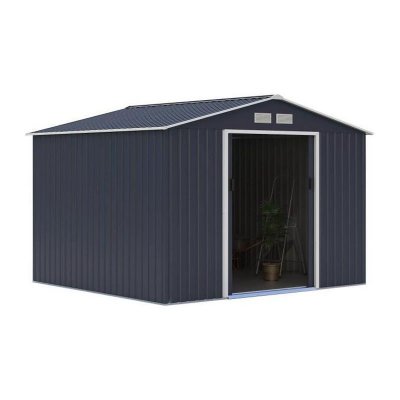  Abri de jardin en m&eacute;tal 7,06 m2 - Kit d'ancrage inclus - Gris