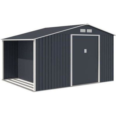 GENERIQUE Abri de jardin en m&eacute;tal 8,72 m&sup2; - Kit d'ancrage inclus - Gris anthracite