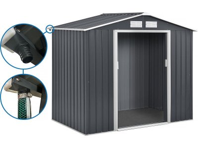 HABITAT ET JARDIN Abri de jardin en m&eacute;tal ""Vegas"" 5.29 m&sup2; avec goutti&egrave;re 