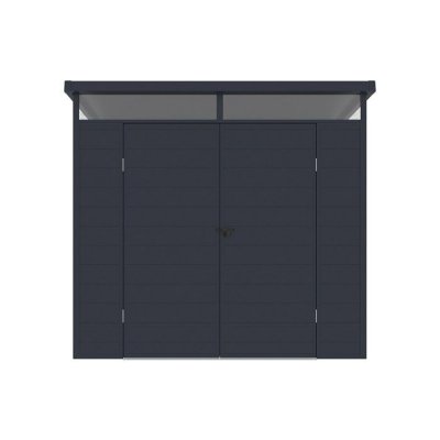VENTE UNIQUE Abri de jardin en r&eacute;sine gris anthracite 4 m&sup2; avec plancher - MINARO