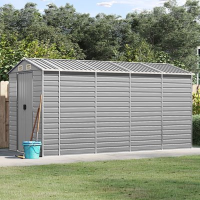 VIDAXL Abri de jardin gris clair 191x385x198 cm acier galvanis&acute; - 