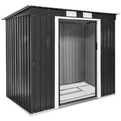 TECTAKE Abri de jardin m&eacute;tal 2,7 m&sup2; toiture monopente - gris/blanc