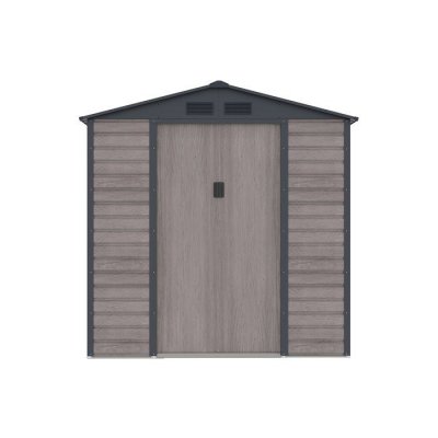 VENTE UNIQUE Abri de jardin m&eacute;tal en acier galvanis&eacute; effet bois gris 2,79 m&sup2; - ADELMO
