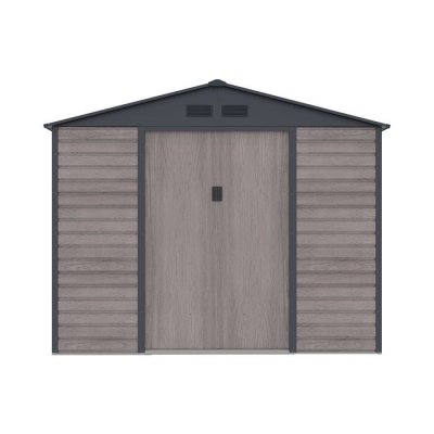 VENTE UNIQUE Abri de jardin m&eacute;tal en acier galvanis&eacute; effet bois gris 7,17 m&sup2; - ADELMO