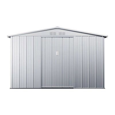 VENTE UNIQUE Abri de jardin m&eacute;tal en acier galvanis&eacute; gris 7,82 m&sup2; LINUS